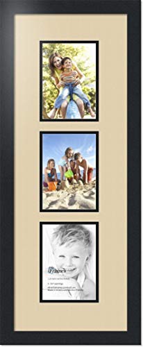 ArtToFrames Collage Photo Frame Double Mat with 3 - 5x7 Openings and Satin Black Frame
