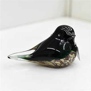 DECRZPB Vidrio Hecho a Mano Golondrina Negra Urraca Estatuilla de pájaro Vidrio soplado Animal Esmalte de Colores Pisapapeles Regalo de cumpleaños Adornos de Mesa Decoración del hogar