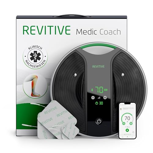Revitive NEUER und VERBESSERTER Medic Coach Smarter Durchblutungs-Stimulator Individuelle medikamentenfreie Linderung bei Bein- und Knieschmerzen klinisch getestet kabellos