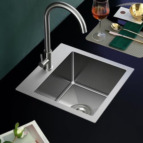 20-inch Drop in Kitchen Sink, TSIBOMU Stainless Steel Single Bowl Small Kitchen Sink Brushed Nickel,D20"xW16"xH9" by TSIBOMU - Image 2