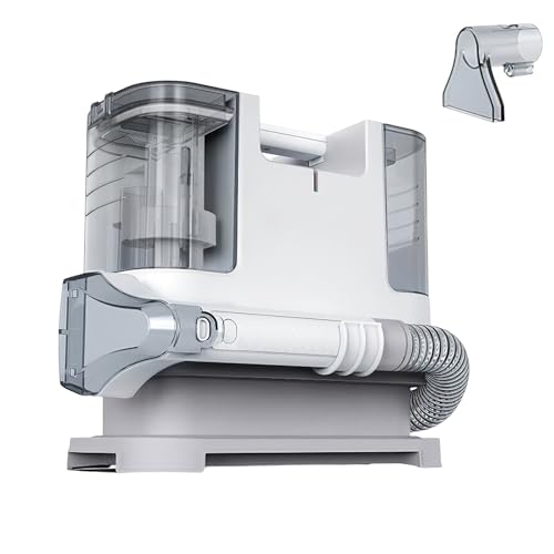 Nettoyeur de tapis, nettoyeur à vapeur compact pour tapis et canapés, moteur puissant de 400 W, 2 réservoirs d'eau extra larges, convient à tous les types de tissus