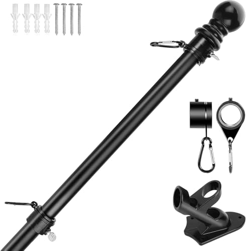 ARATERVIO 1 8 m(6ft) Fahnenmast-Set mit Wandhalterung professioneller Metallfahnenmast zur Wandmontage für Haus Garten Hof Private und gewerbliche Nutzung