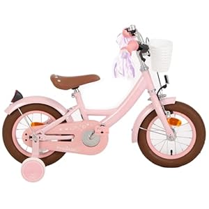 AMIGO Perfect Kinderfiets voor meisjes, 12/14/16 inch, met terugtraprem en V-rem en steunwielen, vanaf 3-6 jaar, roze/turquoise/wit