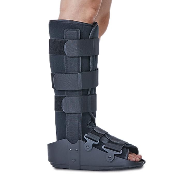 Bota Walker Larga Ortopédica, Inmovilizadora de Pierna, Tobillo y Pie para Fracturas de Tibia y Esguinces Graves, Correas Ajustables, Suela Basculante