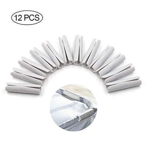 Basong - Juego de 12 Pinzas para Sujetar sábanas de Cama, Accesorios para Mantener Las sábanas Ajustadas para Bordes elevados, Color Gris
