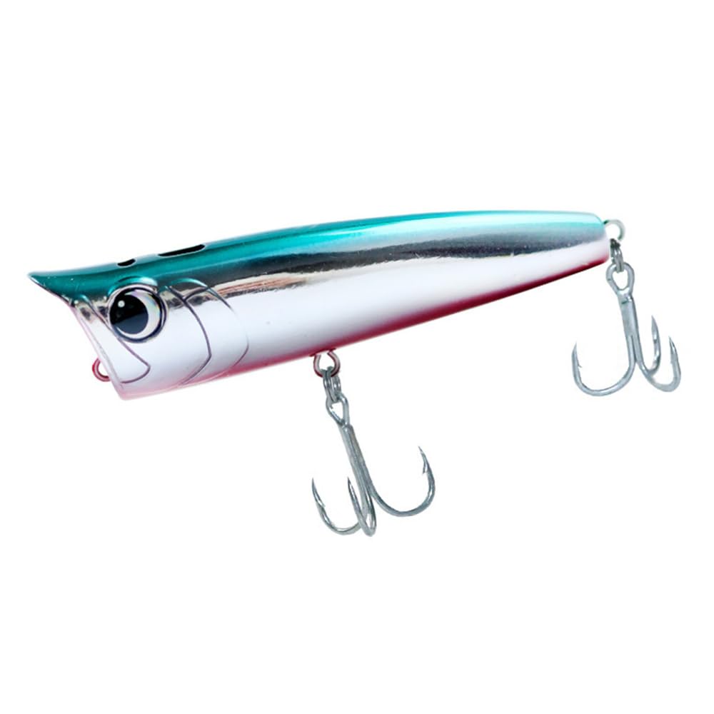 Señuelos de pesca de agua salada de superficie, señuelo flotante de pesca de surf anzuelos triples con ojos 3D para bar, trucha, dorado, gallineta