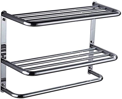 Porte-serviettes mural acier inoxydable étagère de rangement 50cm