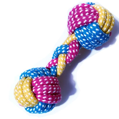 Hesuilong Dog Teething & Cat Toys, Rope & Rabbit Chew Toys - Safe Braided Design, Healthy Gift (Dumbbell) - Image 2