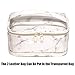Waterproof Travel Portable Cosmetic Bag Set 3pcs -1 Clear Makeup Bag with Metal Zipper & 2 Marble Toiletry Pouch With Handle Strap Storage for Women/Girls/Lady