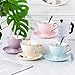 Jusalpha® Service for 4- Fine China Multicolor Coffee Cup/Teacup Set with Stainless Spoons, 7 OZ Cups& Saucer, (7 OZ Regular size)