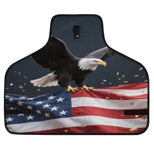 Delantal de trabajo con bandera americana y 8 bolsillos negro miniatura 1