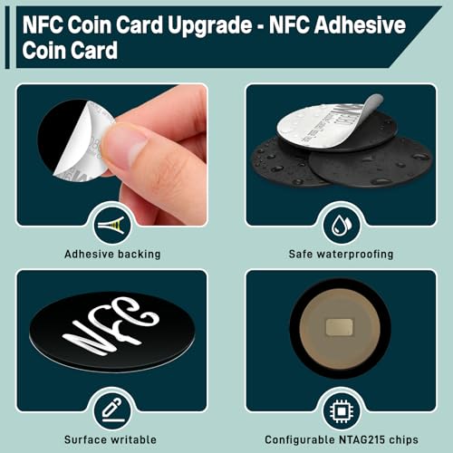 Image of 100pcs NFC Tags ntag215 NFC Stickers programmable NFC Tags Sticker Round Rewritable NFC Cards 504 Bytes Memory, Compatible with TagMo and NFC Enabled Devices