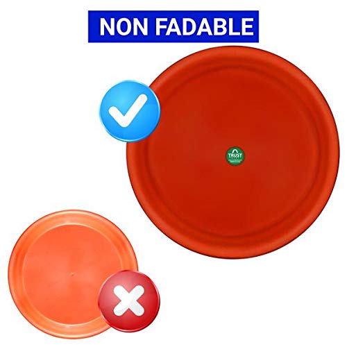 TrustBasket UV Treated Round Bottom Tray(Plate/Saucer) Suitable for 14 inch Round Plastic Pot-Terracotta Color-Set of 6 | Heavy Duty Highly Durable Plant saucer Gamla for Indoor Home Decor & Outdoor Balcony Garden