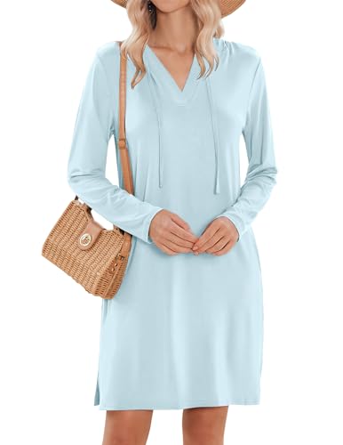 HOTOUCH Womens UPF 50+ Cover-Up Dress Beach SPF Sun Protection Long Sleeve Shirts Dress Lightweight Athletic UV Hoodie