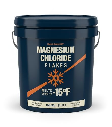Magnesium Chloride Flakes 8 lb Pail, Fast-Acting Ice Melt & Deicer, Long-Lasting, Low-Residue, Safe for Pets and Surfaces