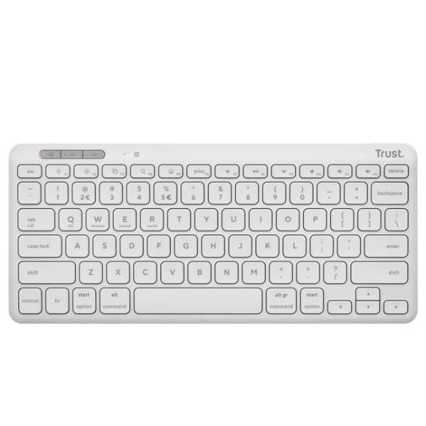 Clavier sans fil compact Lyra blanc pour en finir avec la frappe bruyante et le bureau encombré