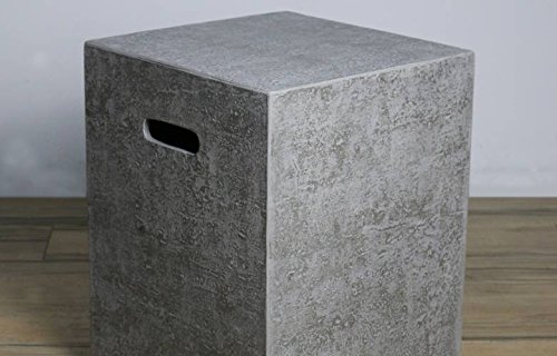Propane Tank Cover Square for Outdoor Firepit, Backyard Hideaway Side Table, Security Hold 20lbs Tank (Grey (Travertine Finish))