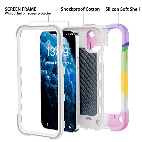 Image of MARKILL Compatible with iPhone with Built-in 360Rotating Ring Stand, Military Grade Drop Protection Full Body Rugged Heavy Duty Case Durable Cover (Rainbow White, iPhone 11 6.1 inch)