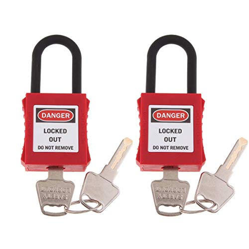 POFET Cadenas de sécurité rouge, verrou de sécurité isolé en plastique pour isolation thermique, lot de 2
