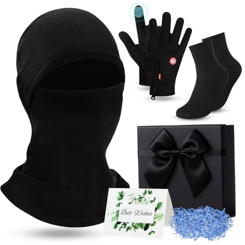 4 Pieces Winter Balaclavas Gloves Sets Windproof Warm Face Mask Heated Socks Waterproof Touchscreen Gloves Cold Weather Gift for Women Ski Outdoor Anti-slip Thermal Socks