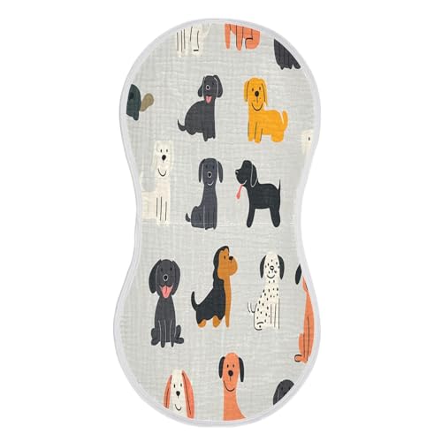 Cartoon Dog Burp Cloths Cotton Baby Washcloths,Large 22x11in Burping Cloth Absorbent and Soft for Newborn Baby Boys and Girls,2 Pack
