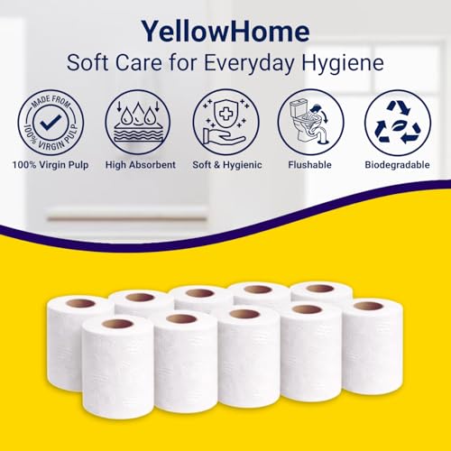 Image of Toilet Paper Roll - (10 Roll x 200 Pulls), 2 Ply Super Absorbent Toilet Tissue Paper | Soft Toilet Roll for Bathroom | Flushable & Septic Safe | OBA Free Toilet Tissue for Home & Office