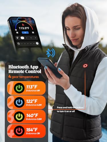NDEOSO Women's Heated Vest with 12000mAh Battery and APP-Controlled Heat Settings