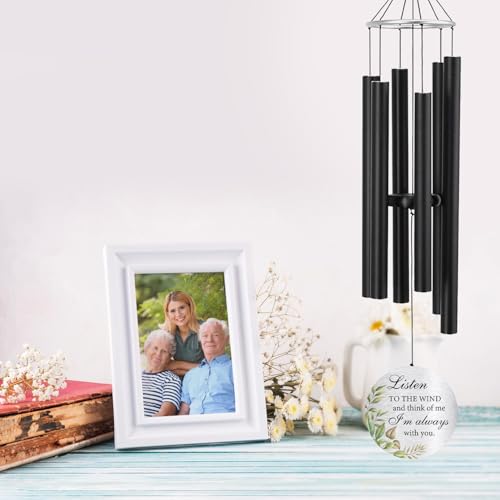 Image of ASTARIN Personalized 30 inch Memorial Wind Chimes for Outside, Bereavement Gift in Remembrance of a Loved One, Sympathy Gift for Loss of Mother Father Husband, Garden Patio Decor