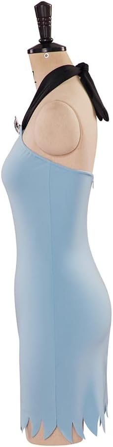 Betty Rubble Costume Women Flintstone Family Costume Sexy Blue Mini Dress