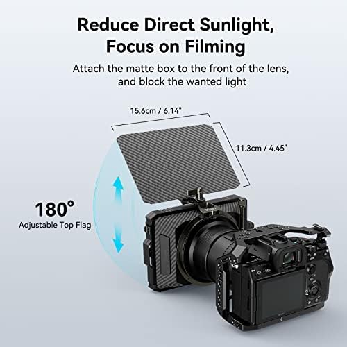 SMALLRIG Mini Matte Box Lite z Flagą Górną do Lustrzanek Cyfrowych i Aparatów Bezlusterkowych, Kompatybilny z Obiektywami 67mm/72mm/77mm/82mm/95mm, Dostarczany z Tacą na Filtry - 3575