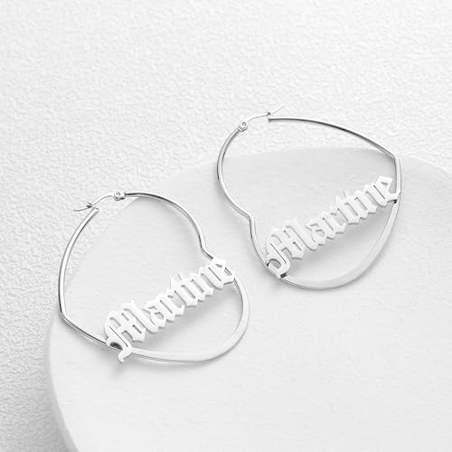 Personalized Bamboo Earrings for Women Custom Name Earrings, Hip Hop Unique Memorial Jewelry Christmas Gifts for Women (Earring B) — view 3