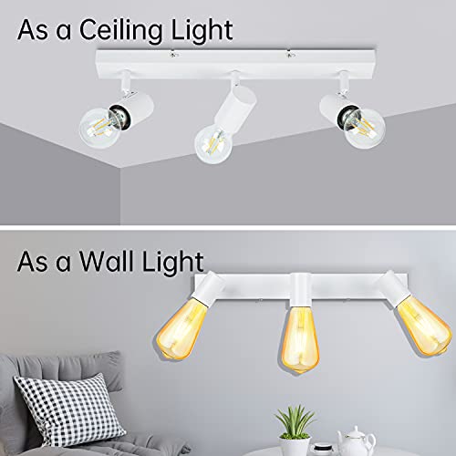 Plafonnier LED 3 spots orientables blanc E27 éclairage cuisine - 4