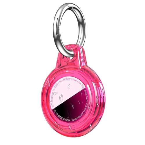 MOLOSLEEVE Waterproof Holder for AirTag 2nd & 1st Generation, All-in Package for Apple for Air tag Case with Keychain, PC Hard Shell Swivel Buckle, for Tracking, Bags, Luggage, Keys, Bright Rose Red