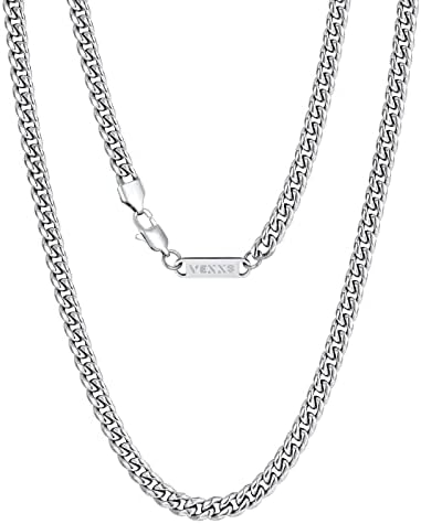 VEXXS Men's Gold Chain, 18K Real Gold Plated Miami Cuban Link Chain, Durable No Color Fading 3mm 4mm 6mm Men’s Necklace Chain Urban Fashion Street Wear