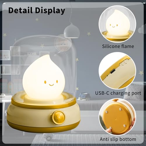 Lámpara de Mesa Noche Retro LED Recargable Amarilla miniatura 3