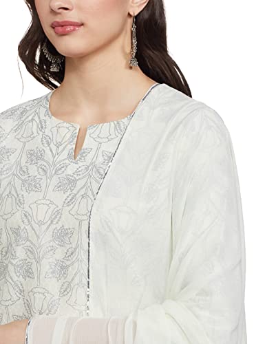 Image of GoSriKi Women's Cotton Blend Printed Straight Kurta, Pant & Dupatta (Shopping-GO)