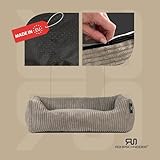 Rohrschneider Hundebett waschbar für kleine und mittelgroße Hunde mit Hundekissen Cord (ca. 55 x 42 cm) inkl. Gassibeutel (Taupe 55 cm, Cordstoff breit)