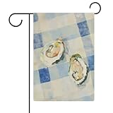 Zwei winzige offene Austern, Gartenflagge, saisonale Feiertage, Jute, doppelseitig, Haus, Hof, Außenflaggen, 32 x 47 cm