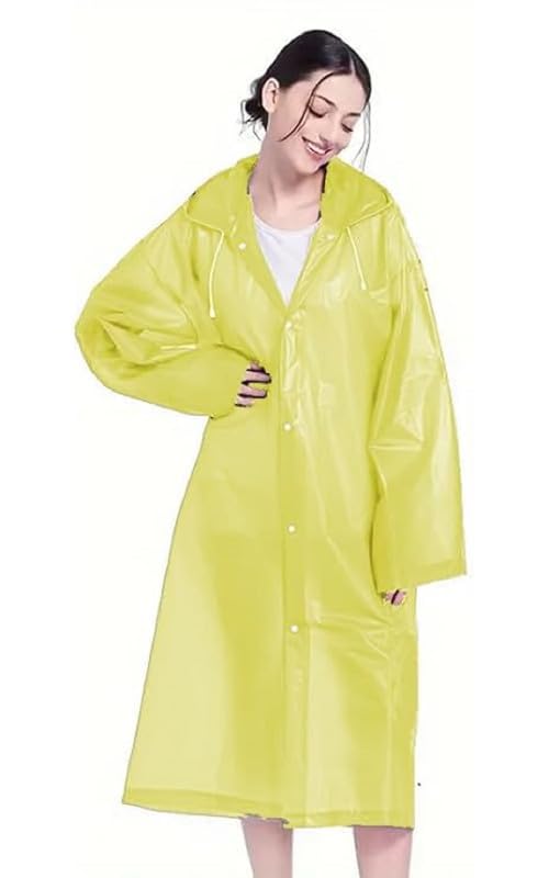 w+ EVA Waterproof Rain Coat Hooded Universal Outdoor Water Resistant Portable Suit for Men Women Boys & Girls ((Yellow))-picture-30