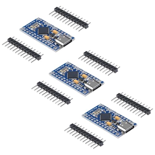 FORIOT 3Pcs Pro Micro Atmega32U4 Module Type-C Development Board 5V 16MHz Microcontroller Board with Pin Header