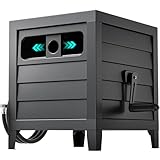 Metal Garden Hose Reel Box, Heavy Duty 150Ft 5/8' Large Capacity Hose Storage Deck Box with Hose Guide, 6Ft Leader Hose, Leak-Proof Aluminum Water Connection, Manual Crank Handle Easy Essemble (Black)