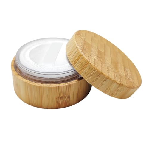 30g 1 unze Leere Tragbare Umwelt Bambus DIY Comestic Make-Up Lose Pulver Container Jar Fall Halter mit Schwamm Puderquaste und Sichter Baby Puderquaste Kit Foundation Kosmetische Box