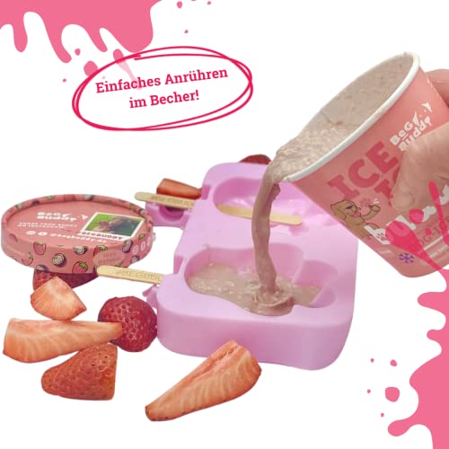BeG Buddy EIS für Hunde [ohne Zuckerzusatz] als Snack, Hundeeis Selbermachen, Abkühlung Hund, Dog Ice [100% natürlich], Hundeleckerli mit gesunder Erdbeere & Kokos