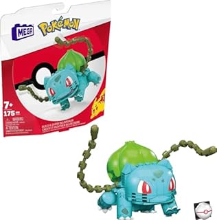 MEGA Pokémon Building Toys Action Figure, Poseable 4 Inch Bulbasaur Collectible for Display with Bonus Premier Ball Pin