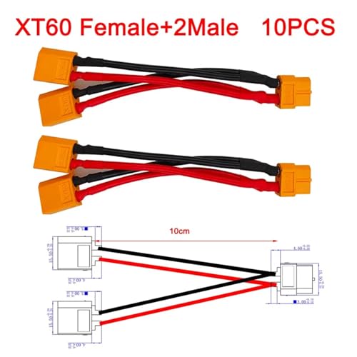 Cable divisor XT60 uno a dos de silicio 14AWG para batería 2
