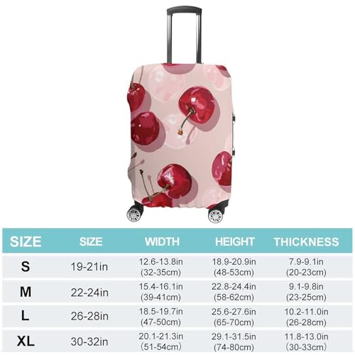 With Cherry Pattern Luggage Cover, Elastic Luggage Protector Fits 19-32in Suitcases, Washable & Anti-Scratch Suitcase Cover for Men Women L2