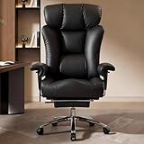 Efomao XXL Bürostuhl 200 kg mit Fußstütze, Chefsessel aus Kunstleder mit hoher Rückenlehne,...