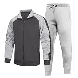 Herren Jogginganzug Zweiteiler Sweatshirt Jogginghose Kontrastdetails