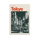 Tokyo - Póster retro de paisaje urbano en blanco y negro para pared, para sala de estar, dormitorio, baño, oficina, decoración del hogar, 40 x 60 cm