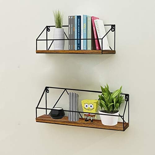 Amazon Brand - Umi Floating Wall Shelves Set of 2 Rustic Wooden Storage Shelf for Bathroom Living Room Kitchen